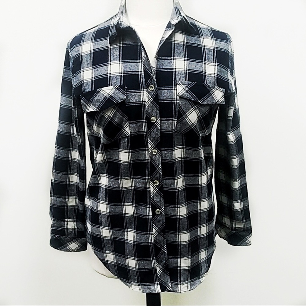 Vintage Black and White Flannel Shirt